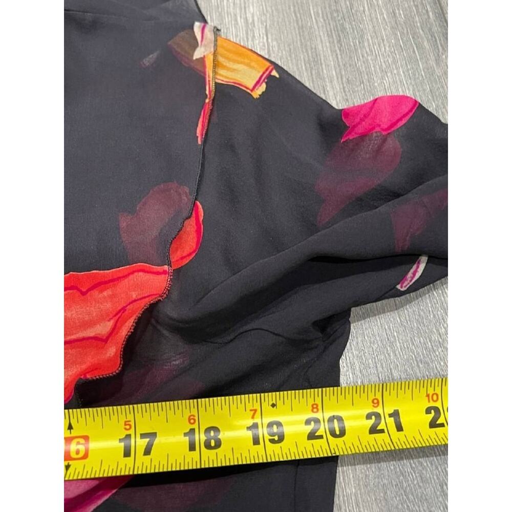 Gideon Oberson Black 100% silk beachwear robe cover up Large A004701 - Picture 4 of 8